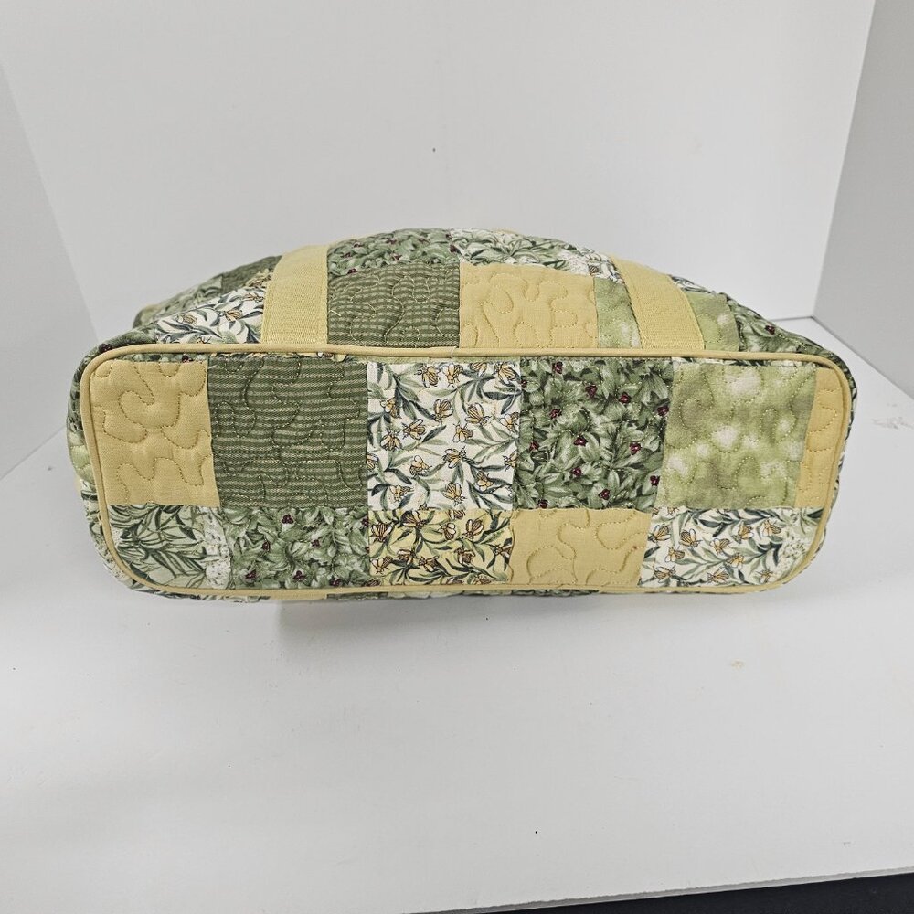 Donna Sharp Tote Shoulder Bag Quilted Patchwork Boho Cottage Green Yellow - Picture 7 of 12